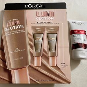 2 L'Oreal  LUMI GLOTION Natural Glow Enhancer Medium 903 + Revitalift Cleanser
